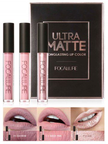 New 3Pcs Metallic Color Waterproof Moisturize Lip Glaze Set #01 