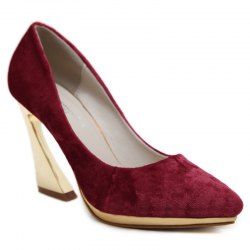 High-polish Heel Faux Suede Pumps