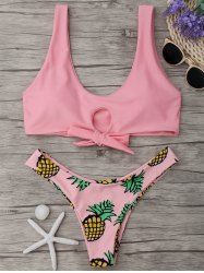Ensemble de Bikini Thong à Imprimé d'Ananas -  