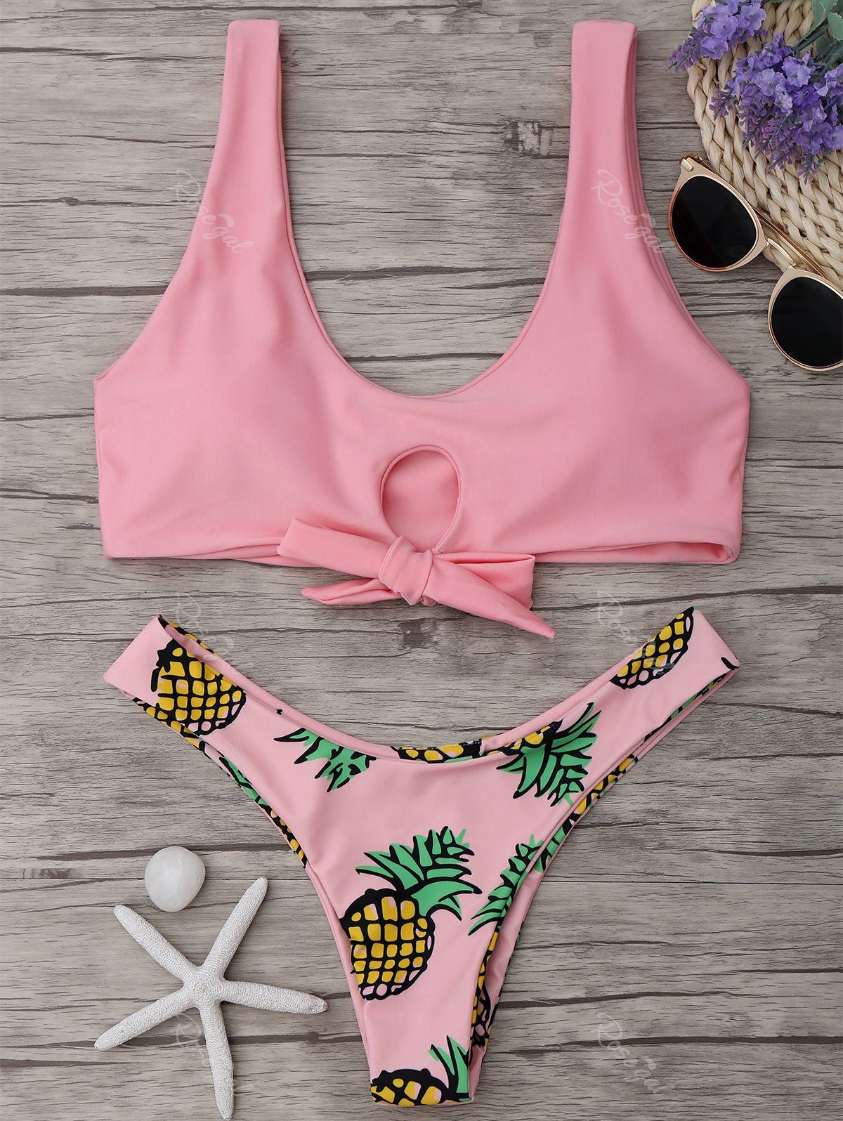 Ensemble de Bikini Thong à Imprimé d'Ananas  