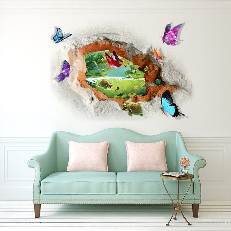 

Butterfly Tortoise Removable 3D Broken Wall Art Sticker, Colormix
