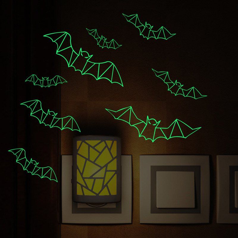 

Glow In The Dark 3D Bats Halloween Wall Art Stickers, Black