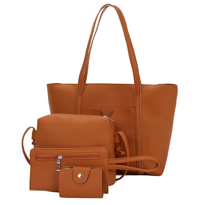 

Faux Leather 4 Pieces Shoulder Bag Set, Brown