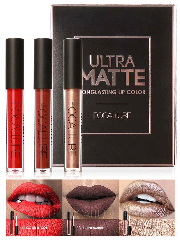 

3Pcs Metallic Color Waterproof Moisturize Lip Glaze Set, #03