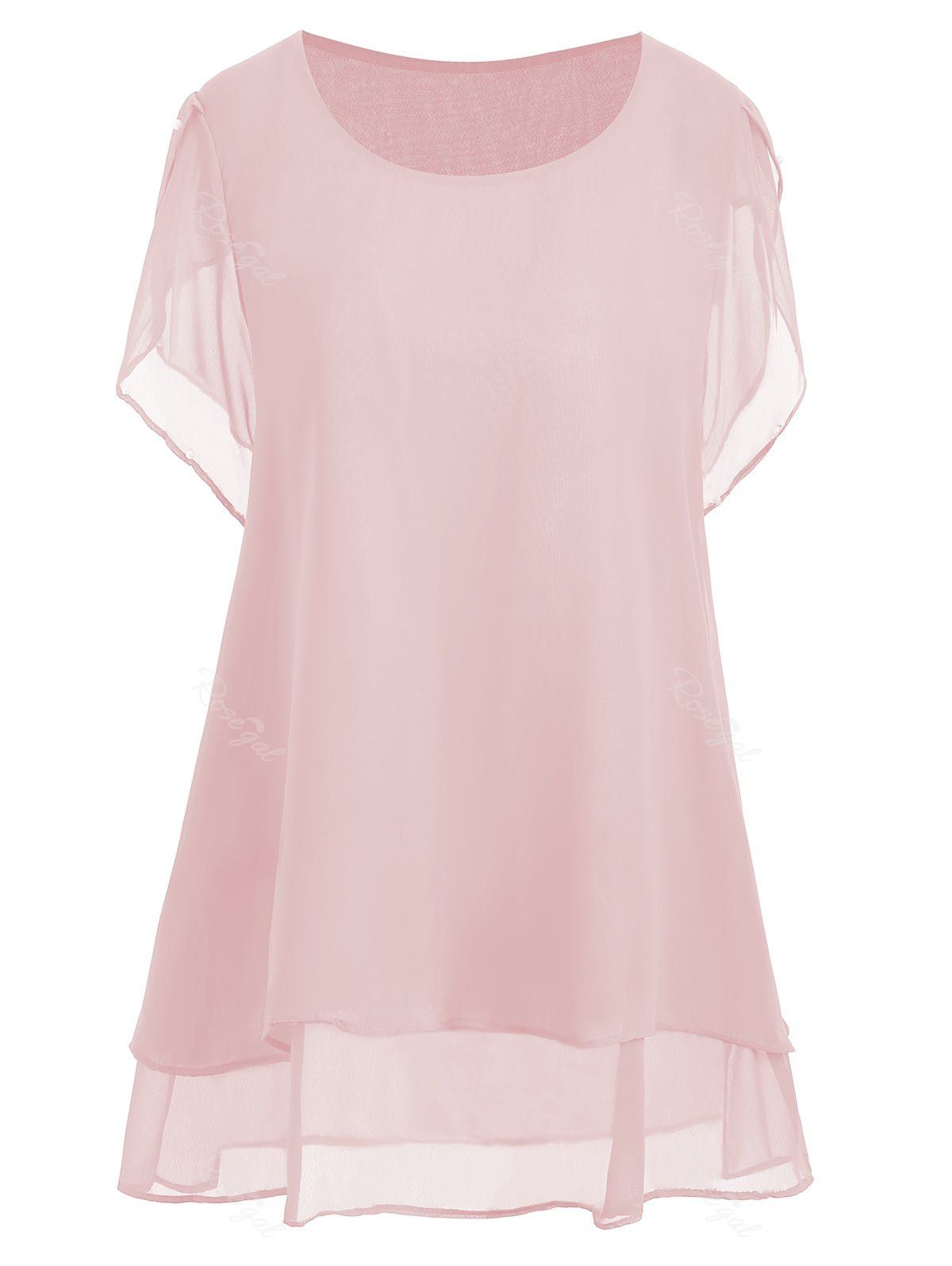 [40% OFF] Plus Size Beaded Chiffon Tunic Top | Rosegal