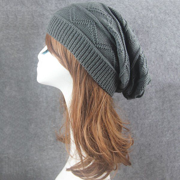 

Knitting Wave Striped Beanie, Deep gray