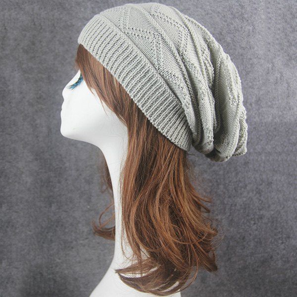 

Knitting Wave Striped Beanie, Light gray