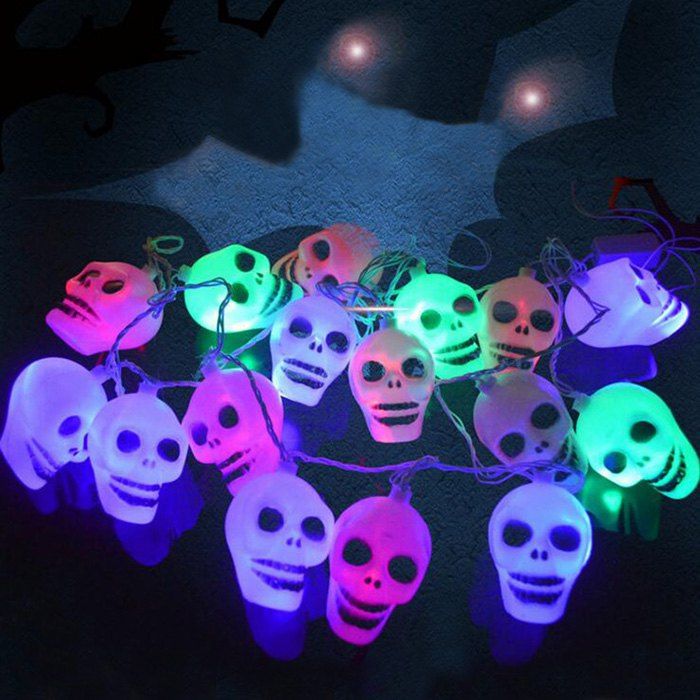 [39% OFF] 16 Pcs LED Skull Halloween Party Hanging String Lights | Rosegal