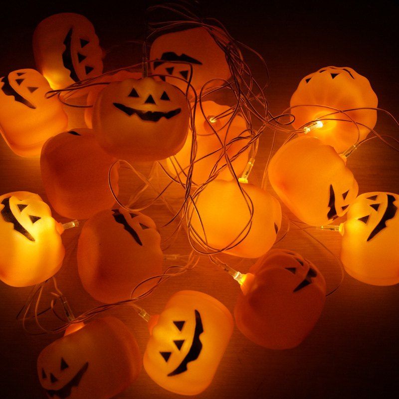 

16 Pcs LED Halloween Party Pumpkin String Lights, Orange red