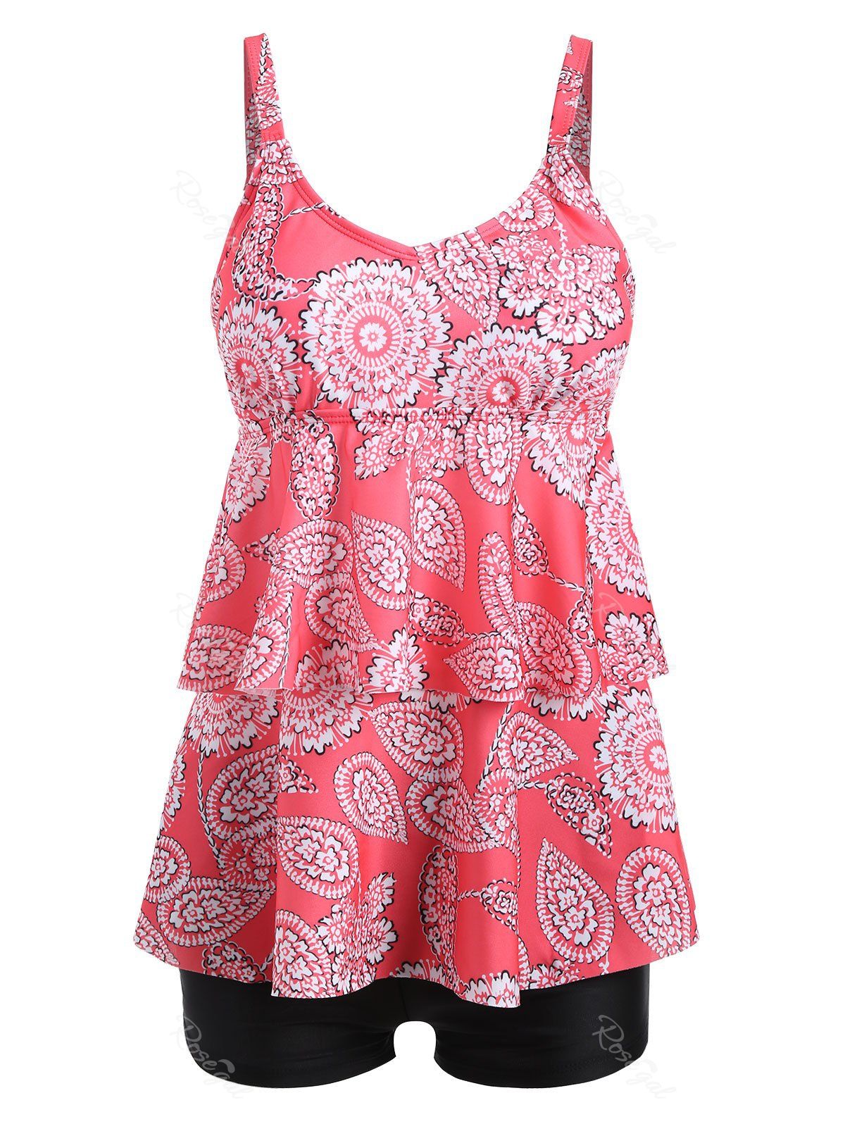 

Tier Flounce Plus Size Floral Tankini Set
