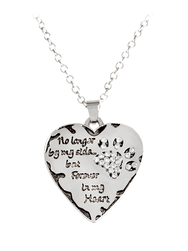 

Heart Engraved Forever Claw Footprint Necklace, White