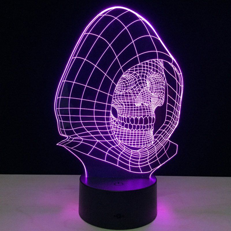

7 Colors Change Wizard Skull Shape 3D LED Night Light, Transparent