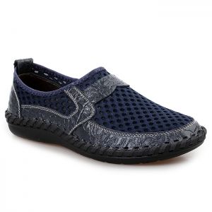 Faux Leather Panels Hollow Out Slip On Sneakers
