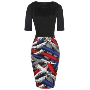 Официальный Цвет Блока Работа Bodycon Платье