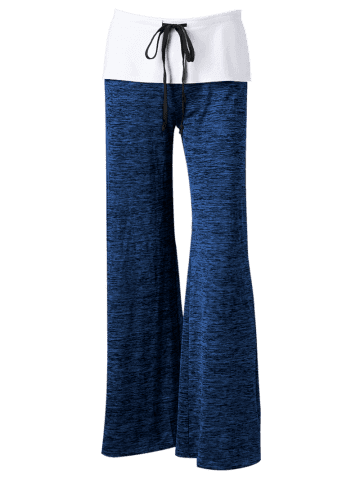 

Foldover Heather Palazzo Pants, Ocean blue