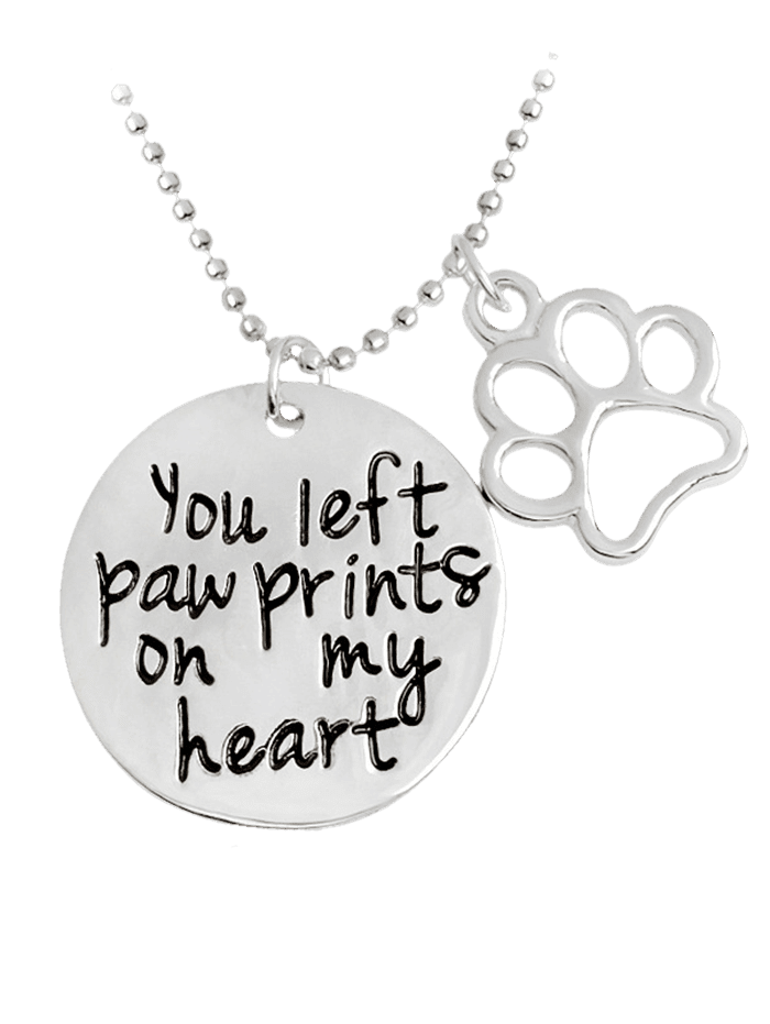 

Claw Footprint Round Engraved Heart Necklace, Silver