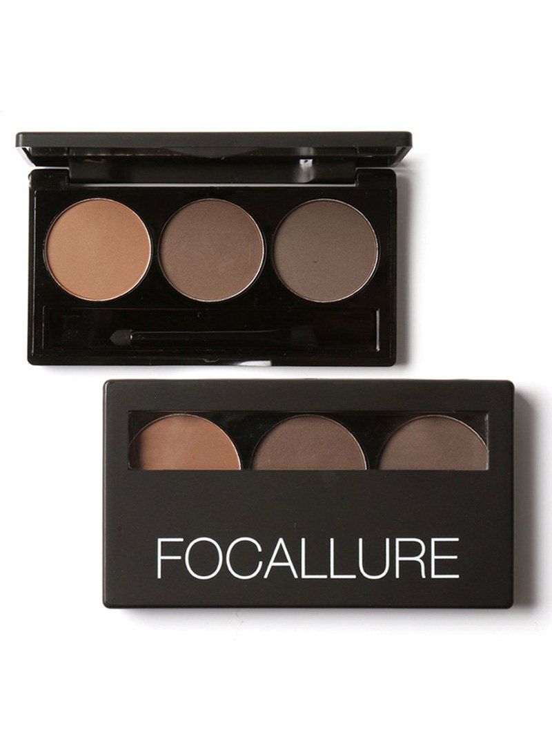 

3 Colors Waterproof Eyebrow Powder Box and Mirror Brush, #03