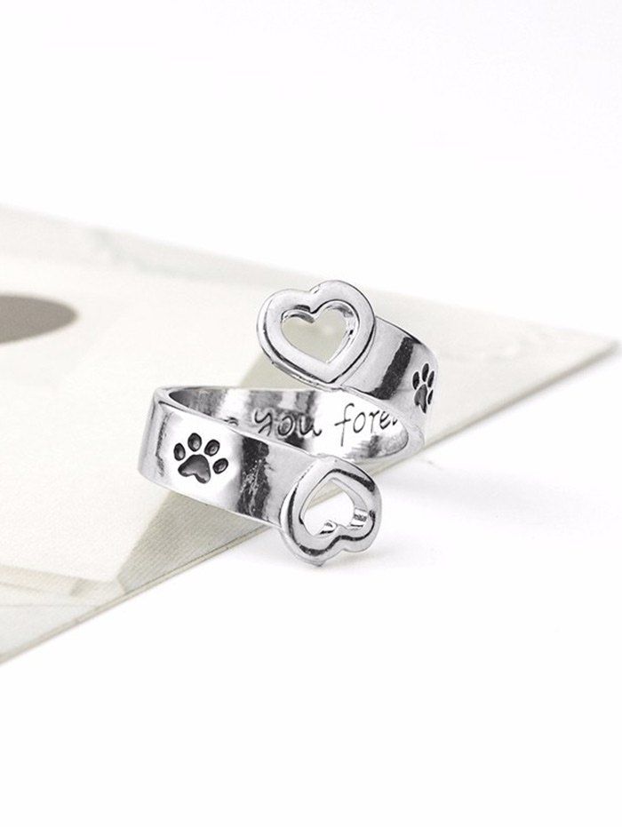 

Love You Forever Heart Claw Footprint Ring, Silver