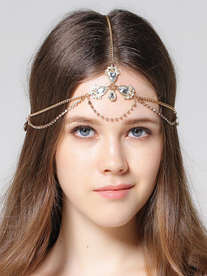 Outfit Forehead Rhinestone Faux Gemstone Head Chain  