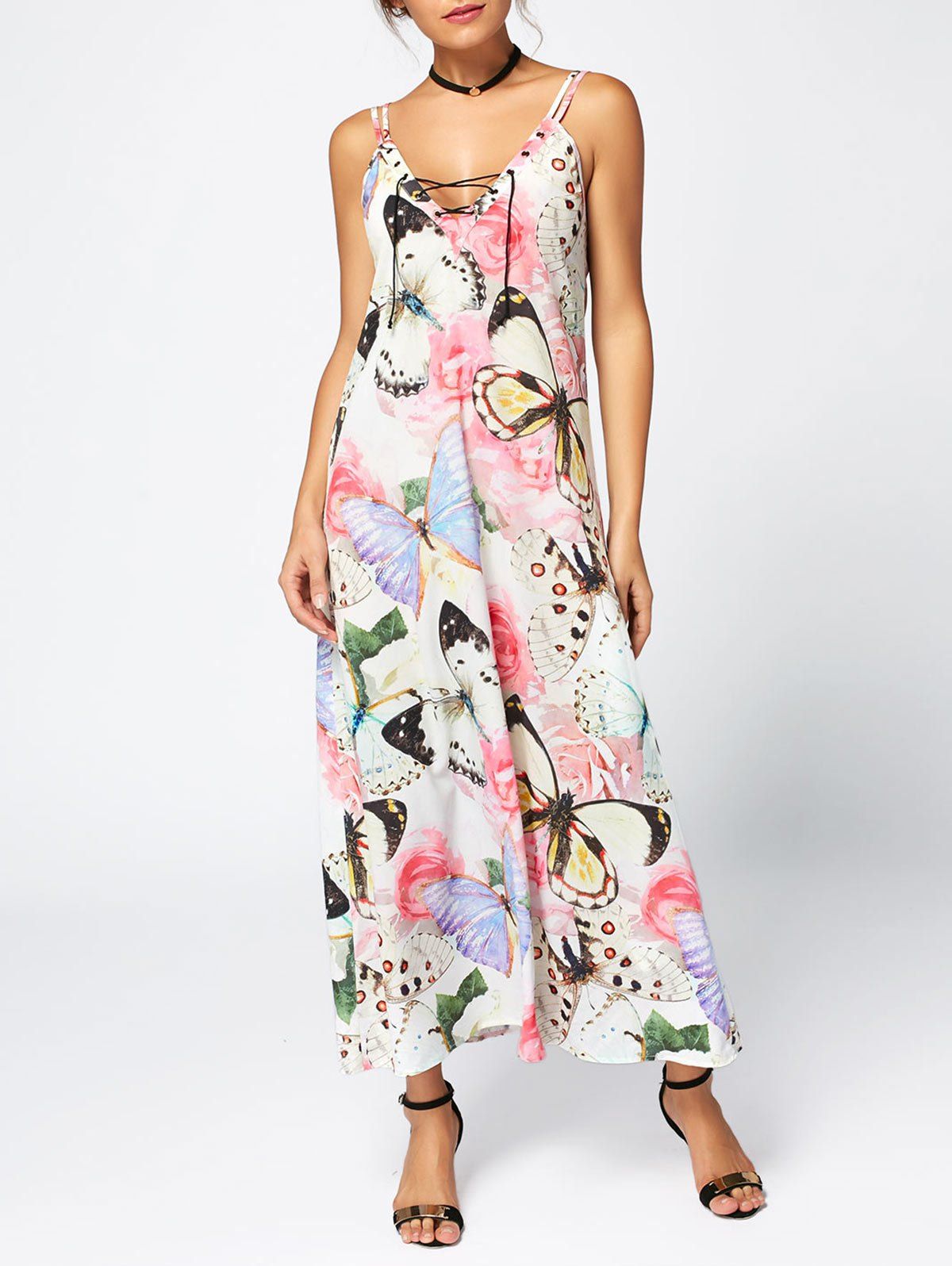 

Rose Butterfly Print Slip Maxi Dress, Floral