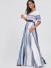 Color Block Striped Tee Shirt Maxi Dress -  