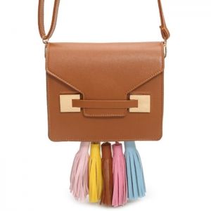 Metal Detail Tassels Crossbody Bag