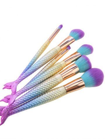 Online 6Pcs Gradient Color Mermaid Facial Makeup Brushes  