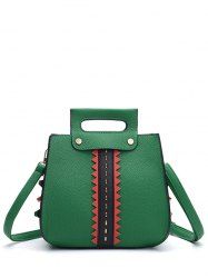 Colour Block Textured Leather Rivets Handbag