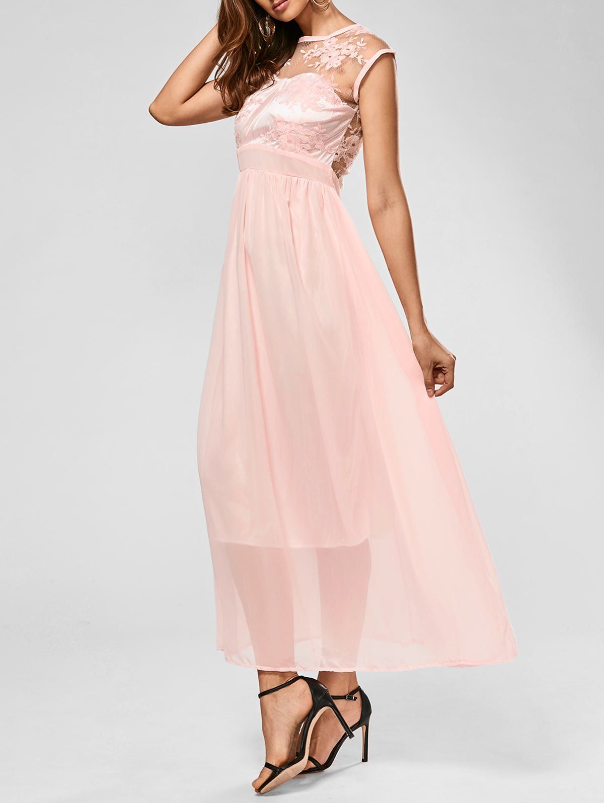 [59 Off] Embroidered Sheer Chiffon Long Prom Dress Rosegal