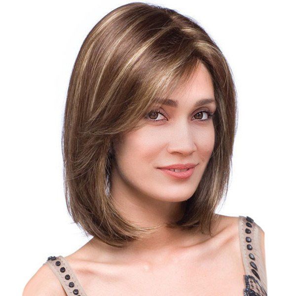 

Short Side Part Highlight Straight Colormix Bob Synthetic Wig, Brown