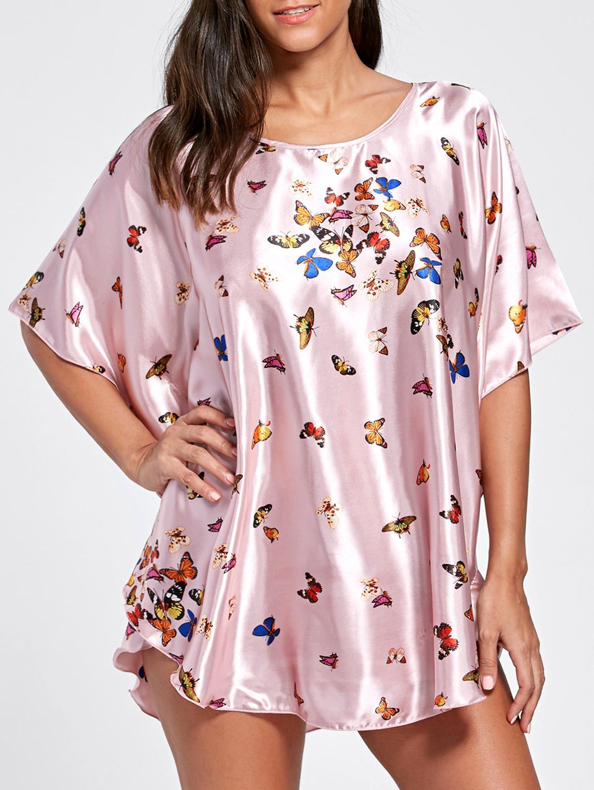 

Batwing Sleeve Tunic Pajama Top, Light purple