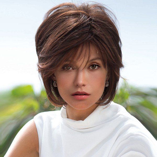 

Short Side Bang Layered Straight Highlight Synthetic Wigs, Colormix