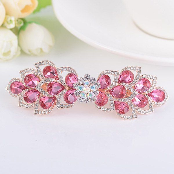 

Hollow Out Flower Shape Rinestone Inlaid Barrette, Tutti frutti