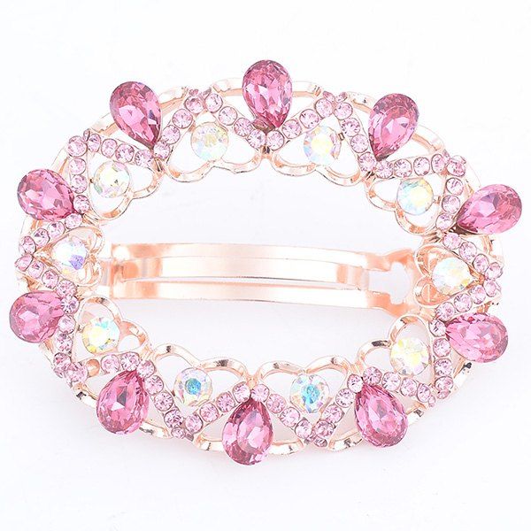 

Faux Gem Inlaid Hollow Out Round Barrette, Pink