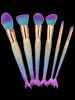 6Pcs Gradient Color Mermaid Facial Makeup Brushes -  