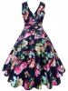 Midi Surplice Floral Vintage Dress -  