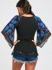 Butterfly Raglan Sleeve Lace Trim T-shirt -  
