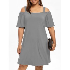Cold Shoulder Half Sleeve Plus Size Dress