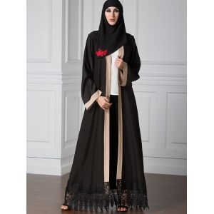 Black S Lace Trim Belted Longline Cardigan | RoseGal.com