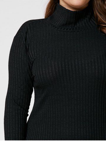 Plus Size Sheath Turtleneck Ribbed Sweater Dress