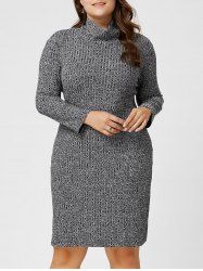 Robe Pull Fourreau Côtelée à Col Roulé Grande Taille -  