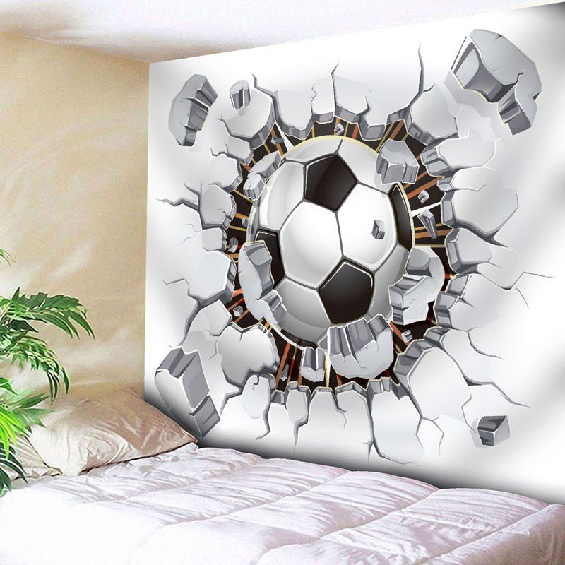 

Football Pattern Wall Hanging Sport Tapestry, White