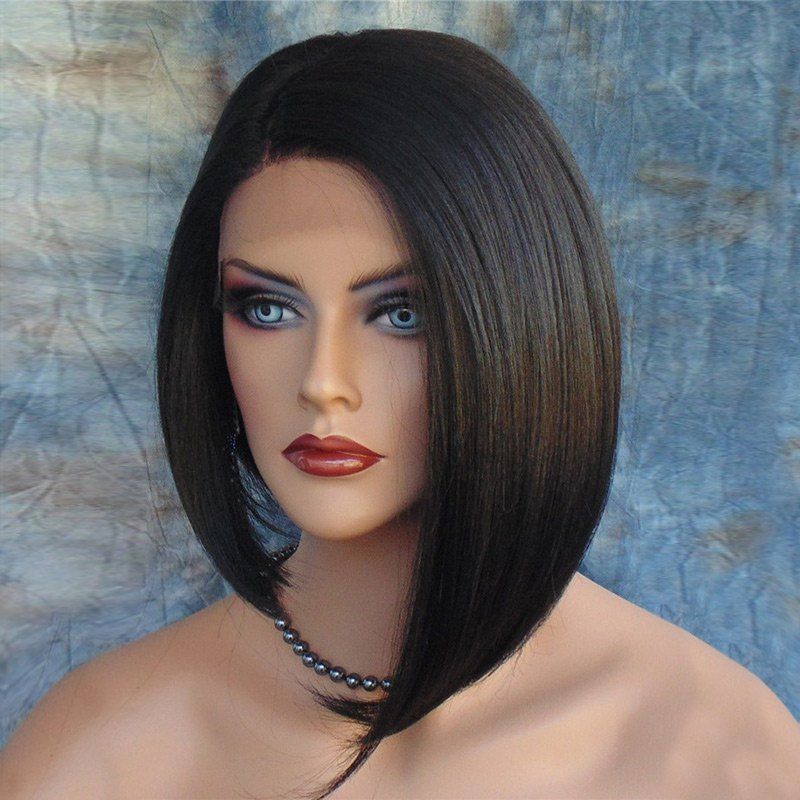 

Short Side Part Asymmetric Straight Bob Synthetic Wig, Black