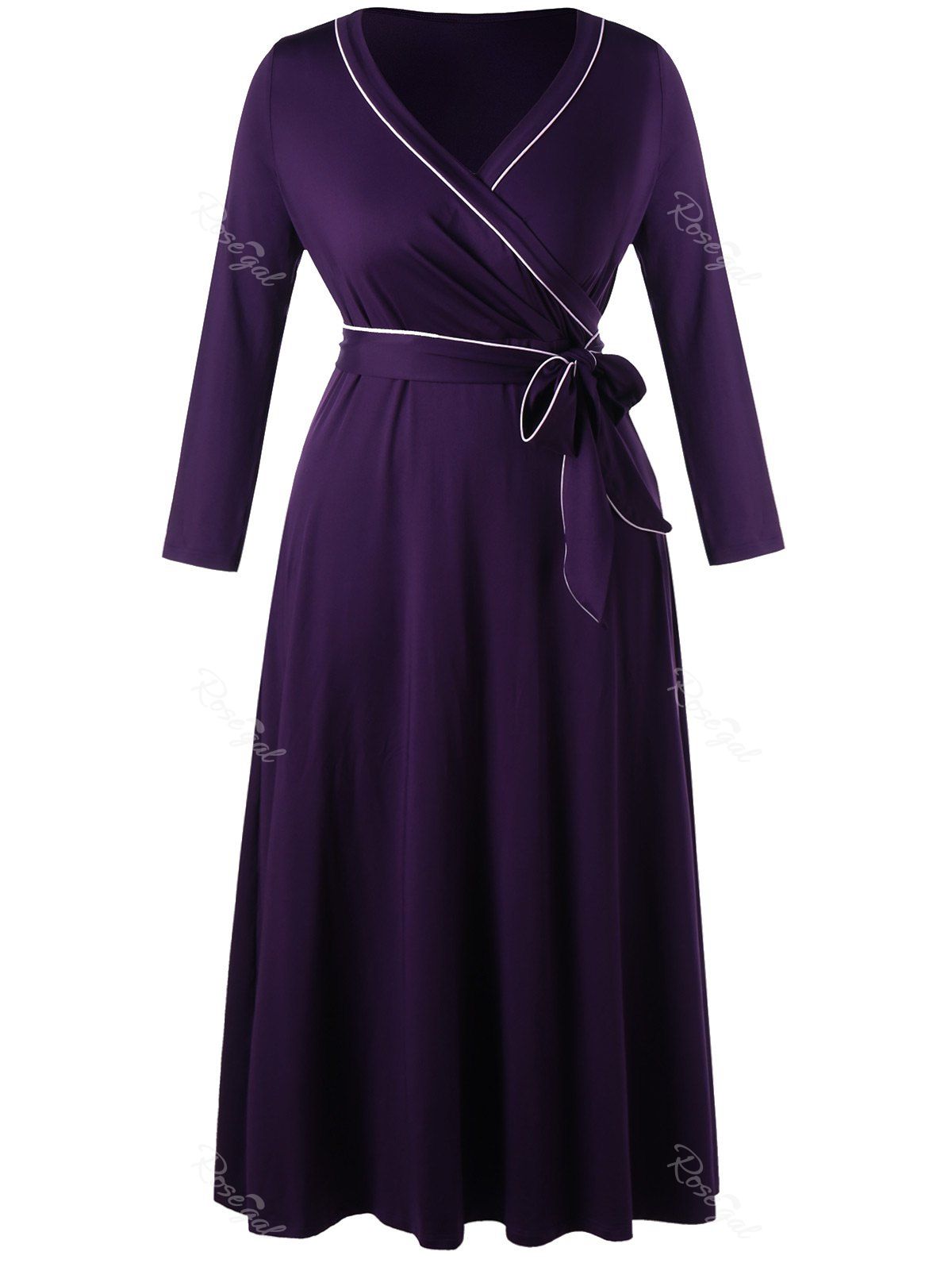 

Plus Size Long Sleeve Formal Wrap Dress, Concord