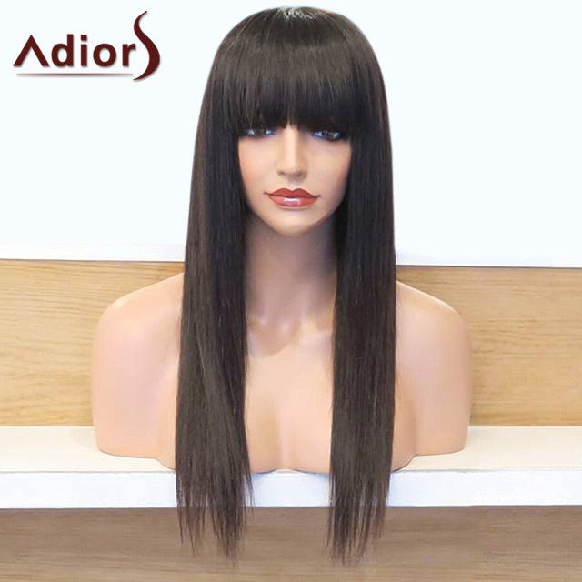 

Adiors Neat Bang Long Straight Synthetic Wig, Natural black