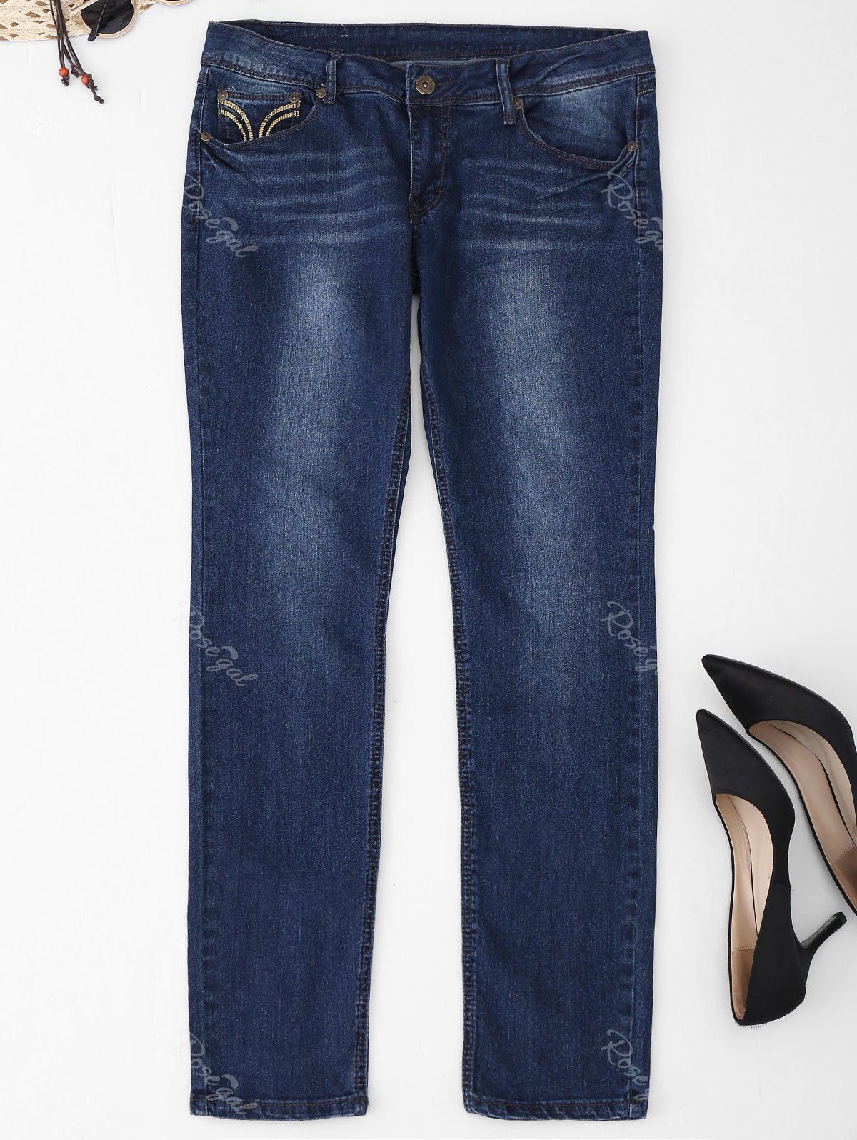 

Plus Size Five Pockets Jeans, Denim blue