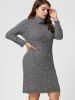 Robe Pull Fourreau Côtelée à Col Roulé Grande Taille -  