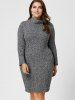 Robe Pull Fourreau Côtelée à Col Roulé Grande Taille -  