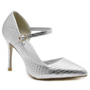 Buckle Strap Snake Embossed Pumps