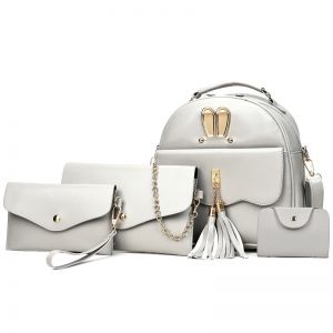 Tassels 4 Pcs Faux Leather Backpack Set